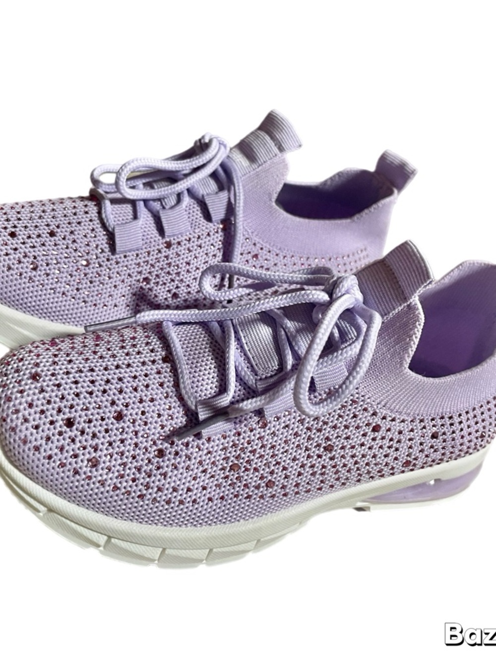 Sz 3 Purple  Rhinestones Slip On Mesh Sock Sneakers Shoes nwot - Picture 3 of 7